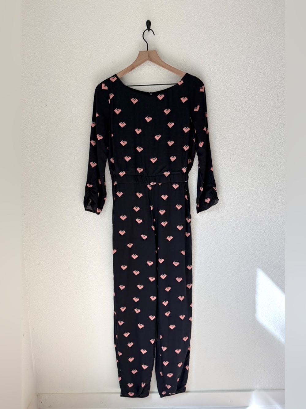 Corey Lynn Calter - Anthropologie- Navy Jumpsuit with Pink arrow pattern - Small